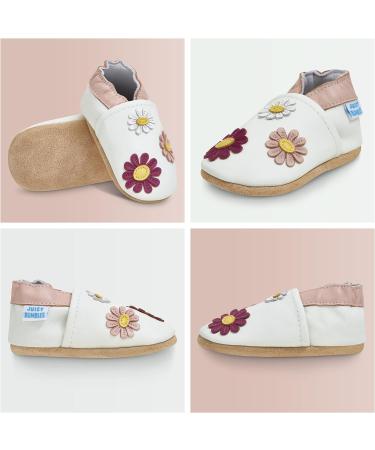 Leather Baby Shoes 12-18 Months - Soft Sole Toddler Shoes for Baby Girl and Boy - Daisies Design - Buy Online on GoSupps.com
