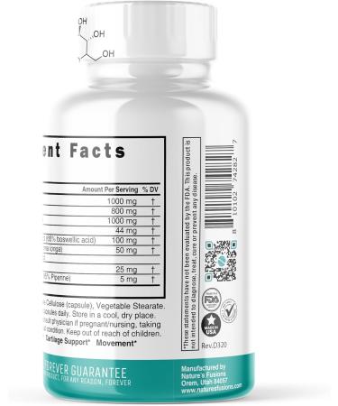 Nature's Fusions Glucosamine Chondroitin MSM Turmeric Boswellia - Joint Support Supplement - 120 Capsules - Chondroitin Sulfate Capsules - with Hyaluronic Acid - Supports Healthy Bones 120 Count (Pack of 1) - Buy Online on GoSupps.com