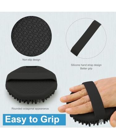 Silicone Body Scrubber with Non-Slip Handle - Travel Friendly Shower & Body Wash Scrubber (Black) | International Shipping - Buy Online on GoSupps.com