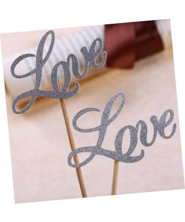 ibasenice 5pcs Fruitcakes Birthdays Love Cake Picks Appetizer Picks Cocktail Picks Anniversary Glitter Heart Toppers Stick Fruit Picks Food Skewers Picks Valentines Day Wooden Wedding Props - Buy Online on GoSupps.com