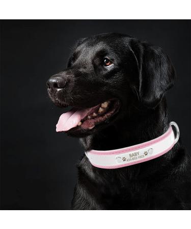 Senristar Personalized Reflective Dog Collar & Leash Set - Custom Engraved Name Tag - Perfect for Small Medium Large Dogs & Cats - Pink (3.0 cm Width 45-55 cm Neck) - Buy Online on GoSupps.com