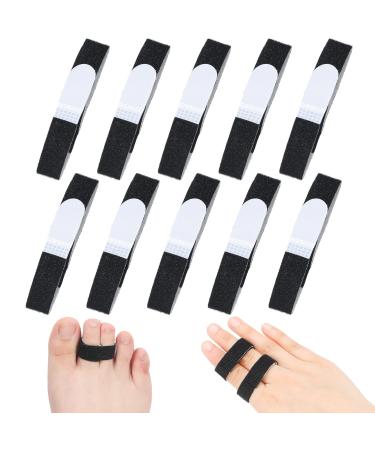 Jutom 10 Pack Finger Buddy Straps Buddy Tape No Slip Hook and Loop Finger Splints Washable and Reusable Finger Tape Padded Support Finger Wrap for Broken Sprained Fractured Fingers (Black)