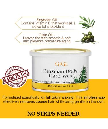 GiGi Brazilian Body Hard Wax 14 oz - Sensitive Skin Formula for Smooth & Soft Bikini Area - Non-Strip Wax for Delicate Parts - Buy Online on GoSupps.com