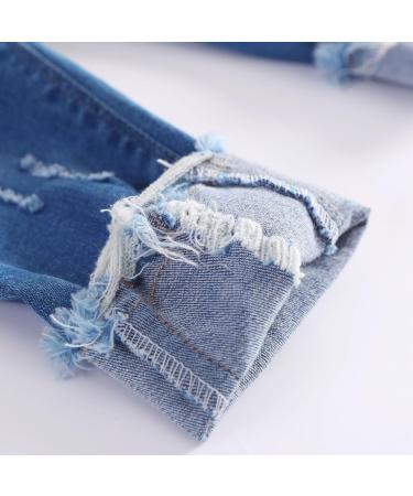 KIDSCOOL SPACE Baby Ripped Jeans | Elastic Waist Distressed Denim Pants | 6-12 Months Blue-2003 - Buy Online on GoSupps.com
