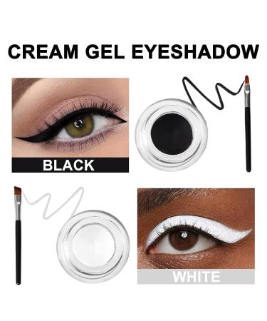 Erinde Black White Gel Eyeliner Set | Waterproof High Pigment Long Lasting Smudge-Proof Cream Gel Eyeliner with 2 Makeup Brushes | Makeup Gift Kit 02 - Buy Online on GoSupps.com