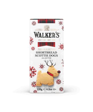 WALKER'S SHORTBREAD Festive Scottie 'Reindeer' Dog Shortbreads 125g (Pack Of 12)