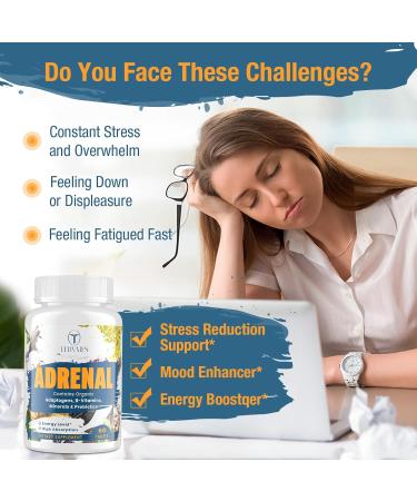 Adrenal Support Adaptogens Herbs Supplements - Cortisol Supplement with Rhodiola Rosea Ashwagandha Holy Basil and Eleuthero-Mood and Energy Support for Women & Men-Non-GMO 60 Vegan Tablets 60 Count (Pack of 1) - Buy Online on GoSupps.com