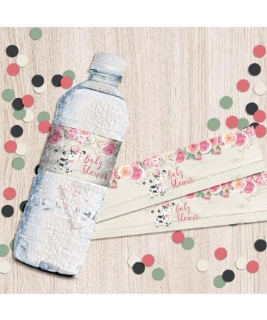 Watercolor Pink Floral Cow Baby Sprinkle Shower Water Bottle Sticker Wrappers | 20 Labels 1.75 x 8.5 by AmandaCreation - Buy Online on GoSupps.com