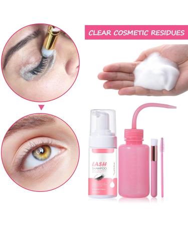  Ynnhik eyelash shampoo for eyelash extensions lash cleaning set with flush bottle brush | 100ml lash extension foam and brushes makeup remover for cleanser - Buy Online on GoSupps.com
