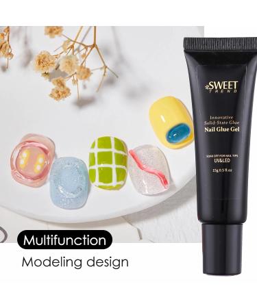 Solid Nail Glue Gel 15g*2pcs - Upgrade UV Rhinestone Glue | Extra Strong & Easy to Use for Nail Salons and Home DIY - Buy Online on GoSupps.com