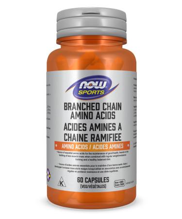 NOW Sports Nutrition Branched Chain Amino Acids With Leucine Isoleucine and Valine 60 Veg Capsules