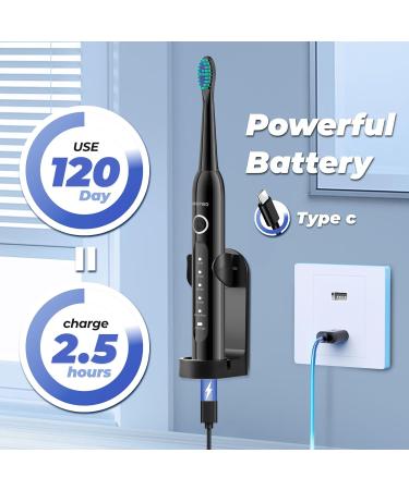 Sonic Electric Toothbrush for Adults - Rechargeable Travel Toothbrush Set USB C 5 Modes 120 Days Battery Life - Buy Online on GoSupps.com