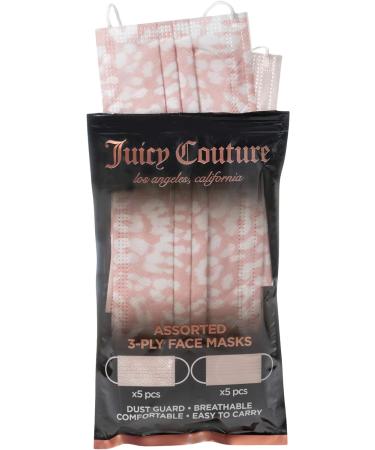 Juicy Couture 3-Ply Disposable Face Masks Pack - Blush Solid/Blush Leopard (10 Count) - Buy Online on GoSupps.com