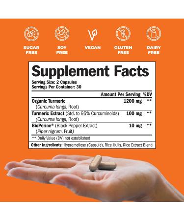 Turmeric Curcumin 1200mg with BioPerine Black Pepper Extract - Joint & Immune Support Supplement | High Absorption Vegan Antioxidant | 95% Curcuminoids - Buy Online on GoSupps.com