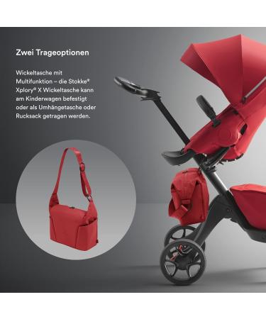 Stokke Xplory X Wrap Pocket - Versatile Shoulder Bag & Backpack Foldable UPF 50+ Water-Repellent Easy to Clean - Ruby Red - Buy Online on GoSupps.com