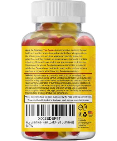 Raw Apple Cider Vinegar Gummies - Vegan & Non-GMO - 90ct - Buy Online on GoSupps.com