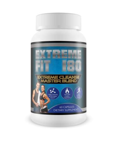 Extreme Fit 180-Extreme Cleanse Master Blend- Flush Excess Waste and Toxins- Increase Nutrient Absorption- Promote Weight Loss -100% Natural Key Ingredients (60 Capsules)
