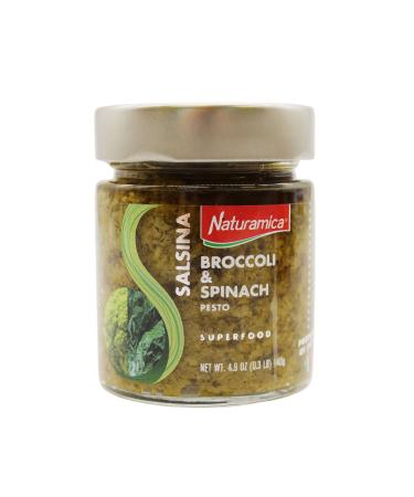 Broccoli and Spinach , Superfood, Pesto Sauce for Pasta or to use as a Spread, All Natural, Healthy, 4.9 oz, Naturamica