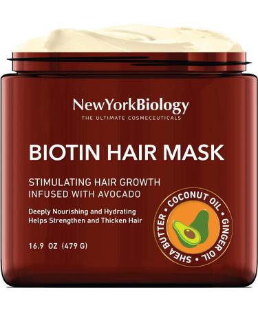 Biotin Hair Mask for Dry Damaged Hair   Infused with Avocado   3X Deeper Conditioning than Hair Growth Conditioner   Helps Restore Hair  Improve Hair Loss and Ease Frizz   16 Oz