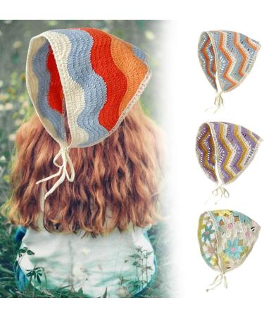 Limtula Delicate Crochet Stripe Turban Hot Girls Taking Photo Hair Scarf Knitted Headband for Women Traveling Hair Accessory Hollow Flowers Orang - Buy Online on GoSupps.com