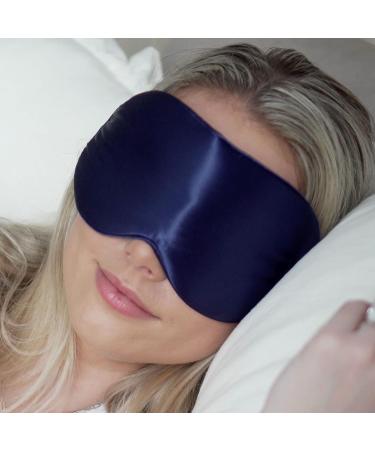 100% Pure 22 Momme Mulberry Silk Dark Navy Sleep Mask | 3D Contoured Design for 100% Light Blocking | Ideal Eye Shade Cover for Sleeping - Buy Online on GoSupps.com