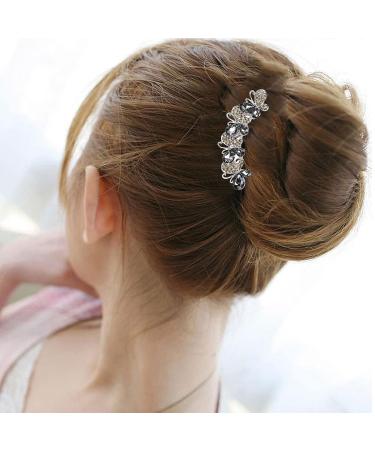 Sankuwen Grey Flower Rhinestone Hair Comb - Perfect Mother's Day & Birthday Gift - Buy Online on GoSupps.com