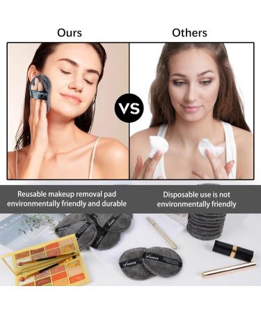 Vivote Microfibre Washable Cotton Pads - 20 Reusable Makeup Remover Pads | Soft Sustainable Facial Cleaning & Skin Care with Laundry Bag (Gray) - Buy Online on GoSupps.com