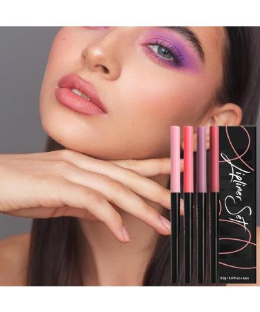  Byuexhp Lip Contour Pencil 4 Colours Long Lasting Matte Gloss | Lip Gloss For Women For Makeup And Daily Beauty Travel Dating Evening Action - Buy Online on GoSupps.com