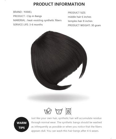 Yamel Bangs Hair Clip in Bangs Hair Extensions Synthetic Dark Brown Flat Bang with Temples Front Face Fringe Bangs Hair Pieces for Women 4# Dark Brown - Buy Online on GoSupps.com