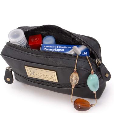 Catwalk Collection Handbags - Women's Leather Makeup Bag & Cosmetic Bag - Multifunctional Travel Bag - Savannah Black - Buy Online on GoSupps.com