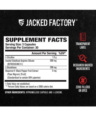 Jacked Factory N.O. XT Nitric Oxide Supplement Growth Surge Post Workout Muscle Builder Build XT Muscle Builder - Buy Online on GoSupps.com