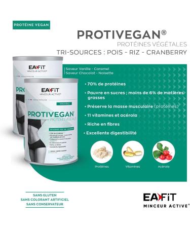 EAFIT Protivegan - Vanilla Caramel - 450 g - 15 Vegetable protein snacks - Sorting sources - GLUTEN FREE - NO ARTIFICIAL COLOR - NO Preservatives - Buy Online on GoSupps.com