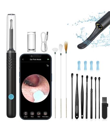 NURSETEK Ear Wax Removal Kit 1080P HD Ear Wax Removal Tool Ear Cleaner Otoscope with 6 LED Lights Visual Ear Cleaner for iOS & Android (Black)