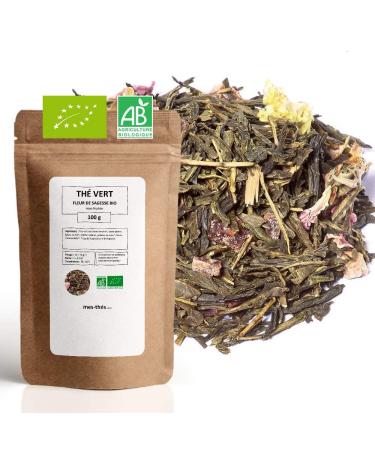 Organic Green Tea ? Fruity Rose ? Flower of Wisdom ? Loose Green Tea ? 100 gram bag with Zip ? 40 Cups ? 100% Agricultur