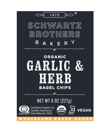 Schwartz Brothers Bakery Organic Garlic & Herb Bagel Chips | Kosher & Vegan | Artisanal | 8oz Container (Pack of 2) - Buy Online on GoSupps.com