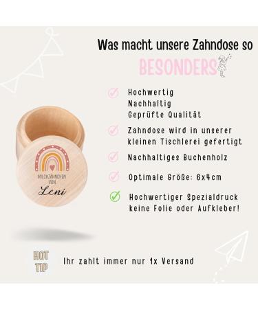 Personalized Wooden Milk Tooth Jar for Kids | Child-Friendly UV Printing | Rainbow Pink Tooth Box - Perfect Keepsake for First Teeth - Buy Online on GoSupps.com
