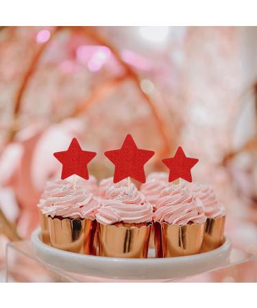 UXYOKM 36Pcs Little Star Cupcake Toppers Glitter Twinkle Star Cupcake Picks Birthday Wedding Engagement Baby Shower Party Cake Decorations Supplies 3 Size - Red - Buy Online on GoSupps.com