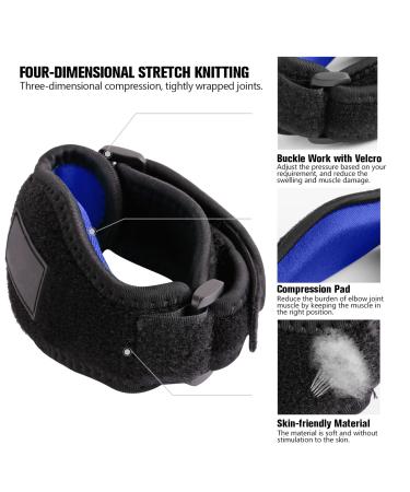 2 Pack Elbow Brace with Compression Pad for Men and Women - Navy Blue - Buy Online on GoSupps.com