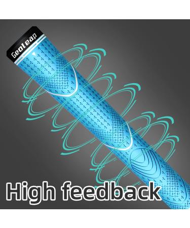Geoleap Glory-T Rubber Golf Grips Set of 13 - Soft Feel, Anti-Slip, Thumb Pattern - Standard/Midsize, 6 Color Options - Comfortable Hybrid Club Grips (Light Blue) - Buy Online on GoSupps.com