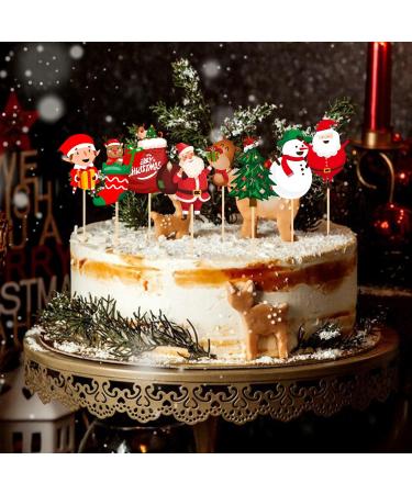 Opakawpop 48pcs Merry Christmas Cake Toppers 8 Patterns Christmas Cupcake Toppers Christmas Cake Decorations Cute Snowman Christmas Cake Topper for Birthday Party - Buy Online on GoSupps.com