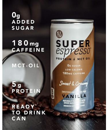 KITU SUPER Espresso Iced Keto Coffee Cans Variety Pack - 0g Sugar, 5g Protein, 35 Calories - 12 Pack of Vanilla, Caramel, Triple Shot Flavors | Iced & Canned Coffee from SUPER COFFEE Family - Buy Online on GoSupps.com