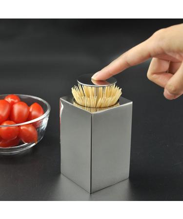 Calakono Stainless Steel Toothpick Holder - Stylish Press Dispenser for Home Bars Clubs & Caf s | International Shipping Available - Buy Online on GoSupps.com