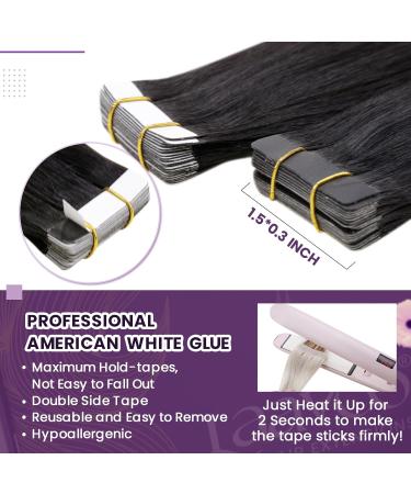 LAAVOO Tape In Real Hair Extensions - Black Ombre Brown Balayage Caramel Blonde #1B/4/27 - 50g 20pcs 45cm - Buy Online on GoSupps.com