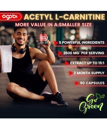Acetyl L-Carnitine Supplement 2600mg - Brain & Memory Support - 90 Vegan Capsules - Buy Online on GoSupps.com