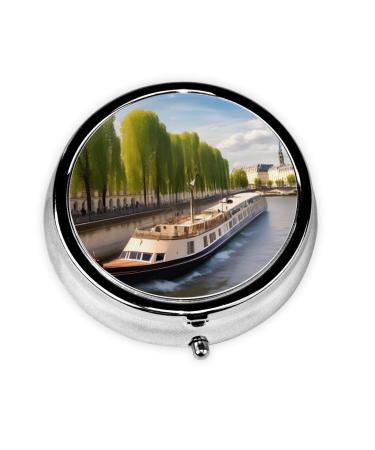 View of The Seineround Pill Box 3 Compartment Round Pill Box Organizer Portable Travel Pill Box for Traveling.