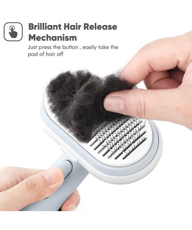Self Cleaning Cat and Dog Grooming Brush - Gentle Slicker Brush for Long or Short Hair - Blue Pet Massaging Tool - Buy Online on GoSupps.com