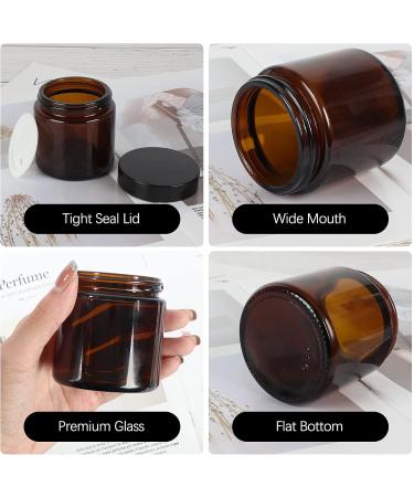 Betrome 4 oz Amber Glass Jars 15 Pack 120ml Round Empty Cosmetic Containers Face Lotion Cream Storage Jars with White Inner Liners and Black Lids 4 Oz amber - Buy Online on GoSupps.com