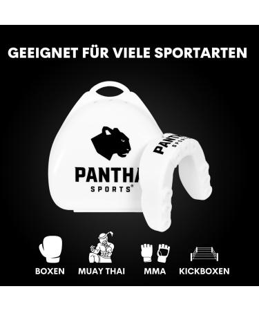 Pantha Sports Mundsprung - Optimal Breathing & Adaptability | Dental Protection for MMA Kickboxing Muay Thai Martial Arts & Hockey | Includes Transport Box - White/Black - Buy Online on GoSupps.com