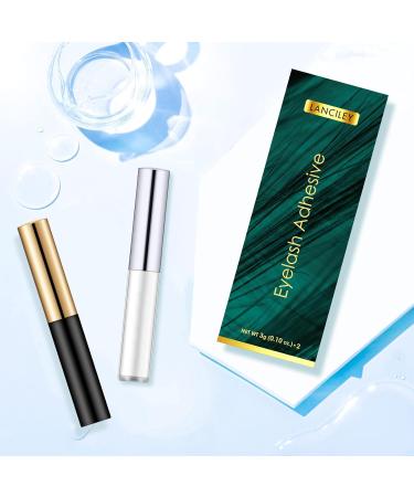 Lanciley False Eyelash Glue False Eyelash Glue with White and Black Applicator Brush Waterproof and Strong Hold False Eyelash Glue 3g*2 - Buy Online on GoSupps.com