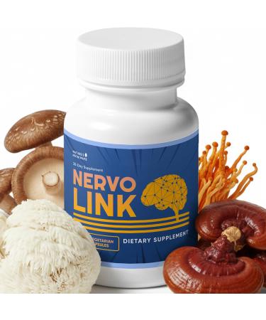 Nervolink - 100% Natural Supplement for Nerve-Support & Energy Boost with Reishi Shiitake and Lion s Mane Mushrooms Made in USA Non - GMO - 60 Capsules 1 Month Supply 60 Count (Pack of 1)